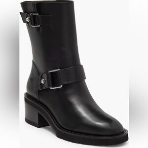 Stuart Weitzman Black Leather Combat Boots